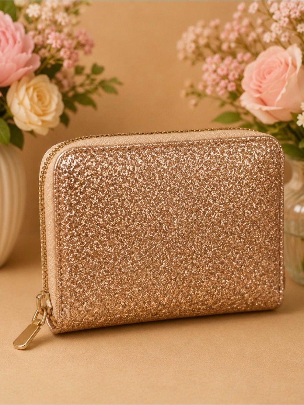 Chic Women's Wallet Set in Brown, Red, and Gold